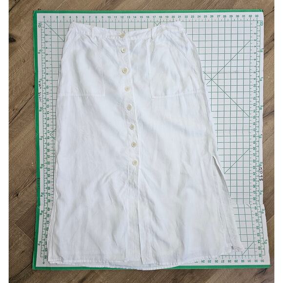 Talbots White Linen Lined Button Maxi Skirt Minimalism Clean Girl Boho 14 EUC - Picture 7 of 7